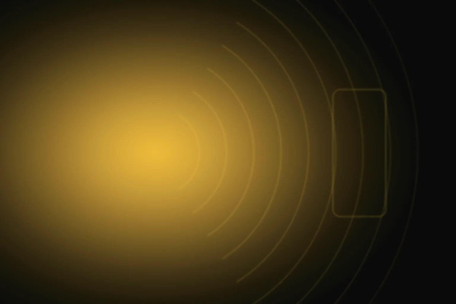 Amber concentric arcs resolving from a diffuse haze on the left into a sharp defined edge on the right of a dark frame